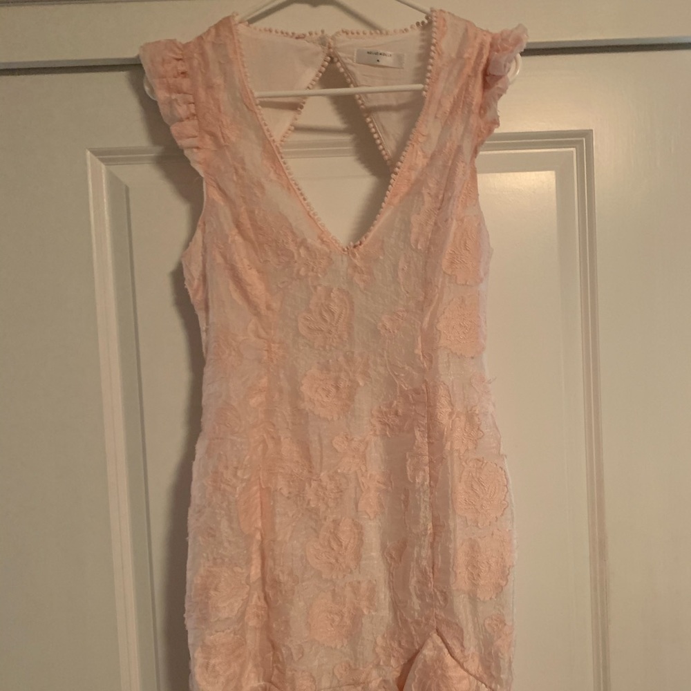 Hello Molly pink ruffle lace dress